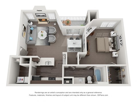 1 Bedroom 1 Bath 772 Floor Plan at Canyon Ridge, Austin, TX